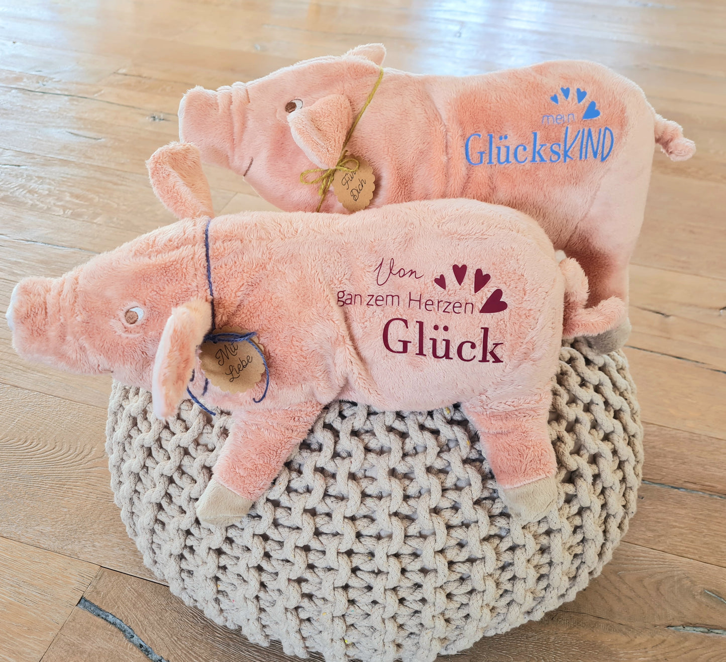 Hochzeit: Glücksschwein LIEBESGLÜCK mit Wunschtext und Namen