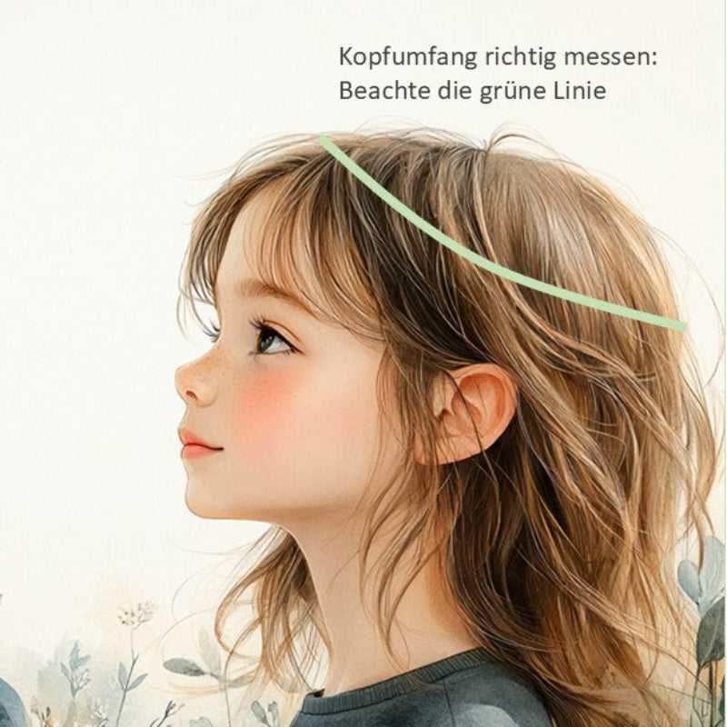 Eine visuelle Anleitung zum Messen des Kopfumfangs fuer Haarkranz zur Kommunion oder Hochzeit