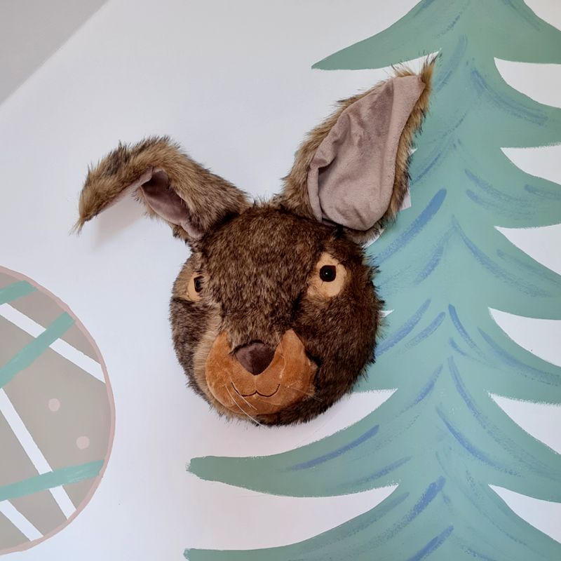 Wanddekoration Hasenkopf an der Wand im Kinderzimmer, Tierkopfdekoration Geschenk