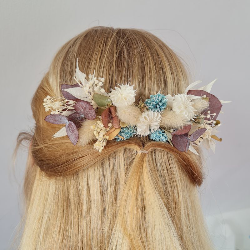 Haarstecker aus echten Trockenblumen, Frisur zu Hochzeiten Braut, Blumenkinder, Brautjungfer, Wunschfarbe, Handarbeit