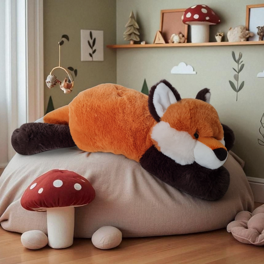 Kuscheltier Fuchs aus weichem Plüsch. Werde schlau wie ein Fuchs, ein symbolisches und liebevolles Geschenk zum Schulanfang, das Mut, Vertrauen und Freude am Lernen schenkt.