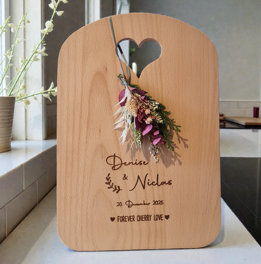 Hochzeit: Küchenbrett HERZENSMENSCH mit Wunschtext