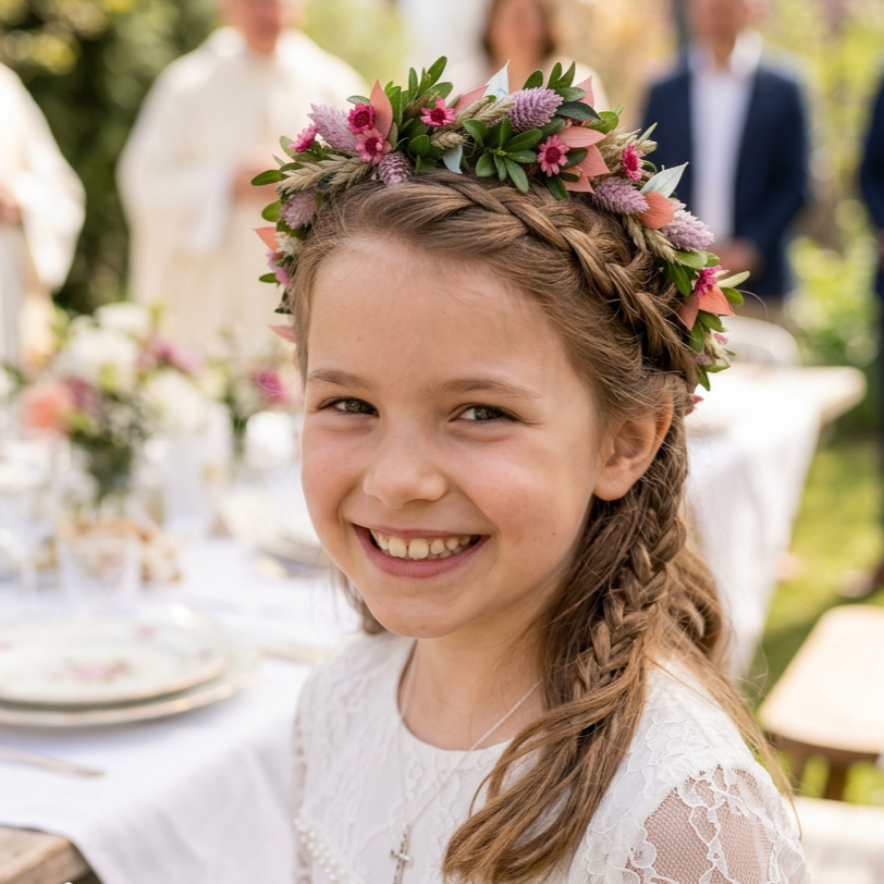 KRONE | Haarreif mit Trockenblumen zur Kommunion & für Blumenmädchen