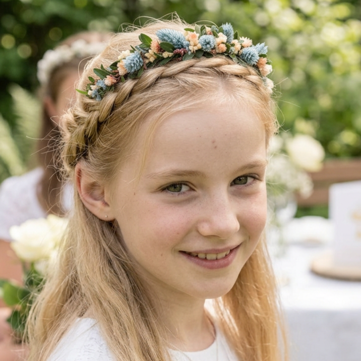 KRONE | Haarreif mit Trockenblumen zur Kommunion & für Blumenmädchen